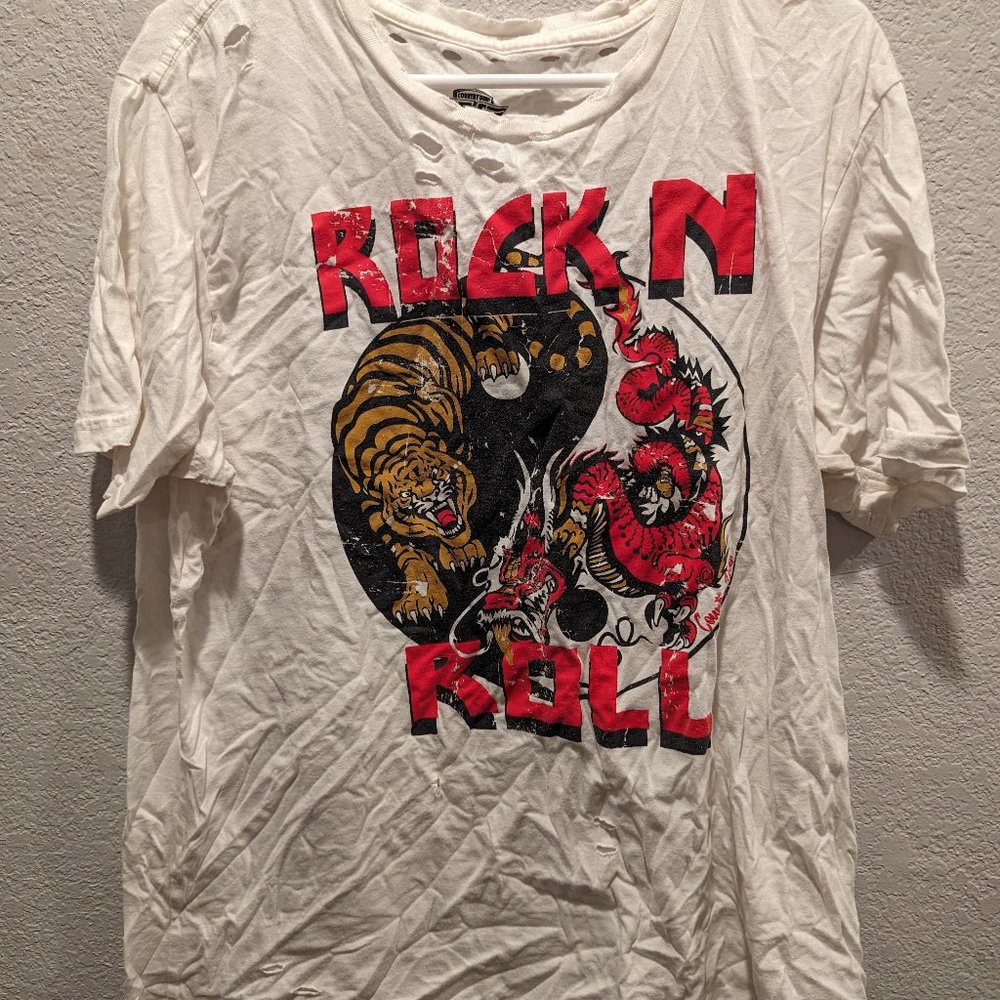 Rock and Roll distressed oversized t-shirt